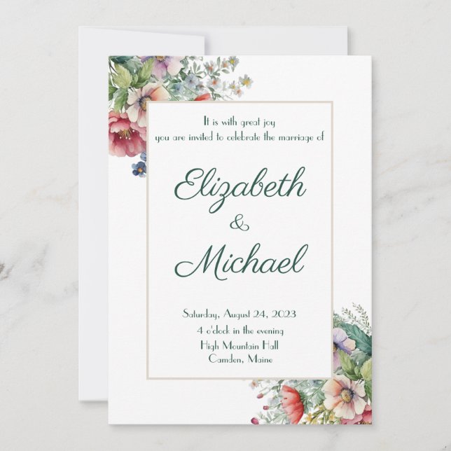 Elegant Floral Wedding Invitation (Front)