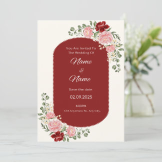 Elegant floral wedding invitation