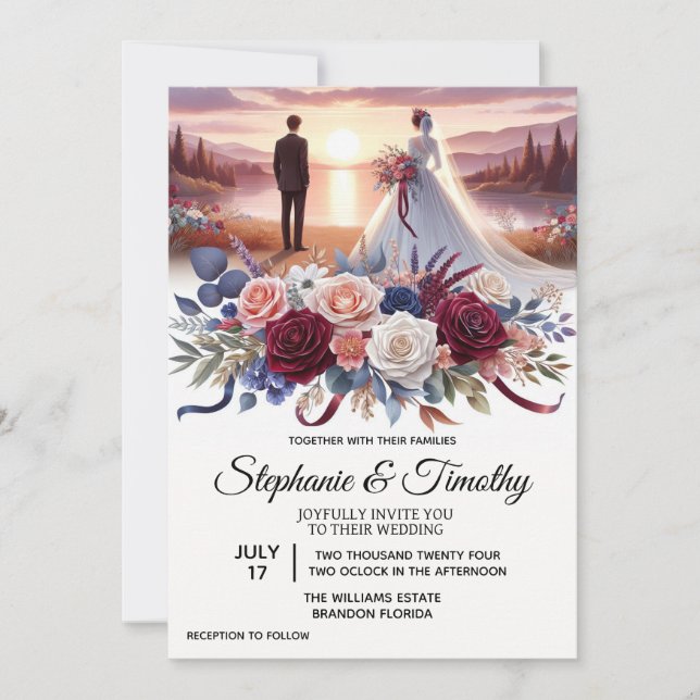 Elegant Floral Wedding Invitation (Front)
