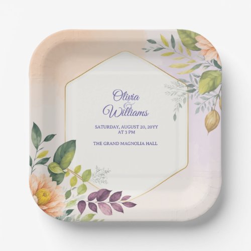 Elegant Floral Wedding Invitation-45346 Paper Plates