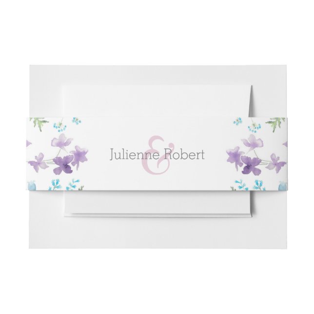 Elegant Floral Wedding Invitation Belly Band (Front Example)
