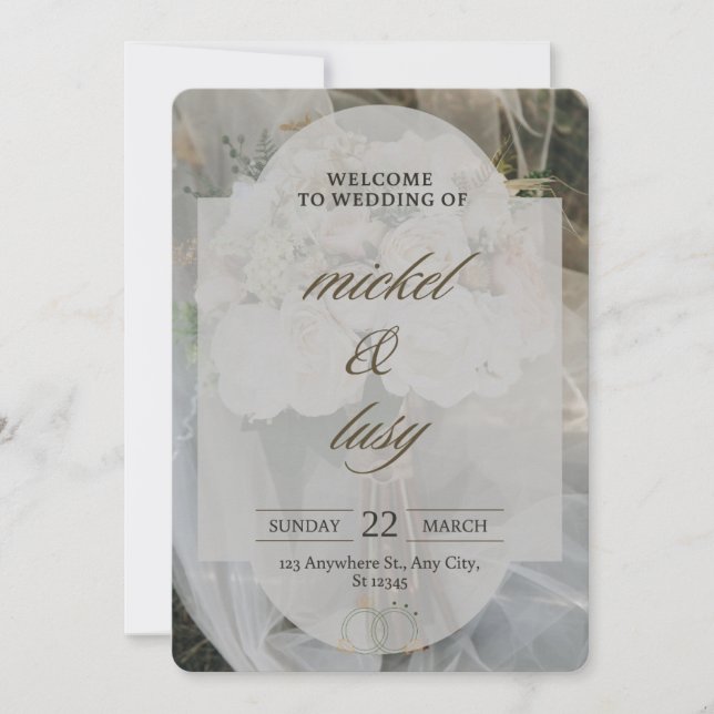 Elegant Floral Wedding Invitation – Blush Roses &  (Front)