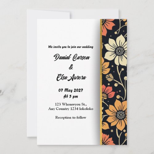Elegant Floral Wedding Invitation Card
