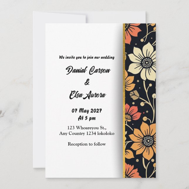 Elegant Floral Wedding Invitation Card (Front)