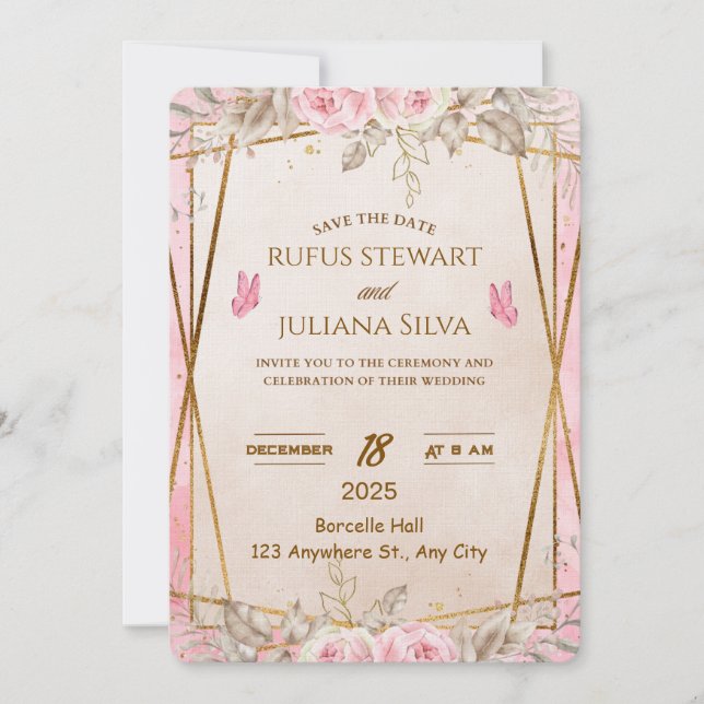 Elegant Floral Wedding Invitation Card (Front)