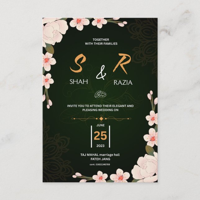 Elegant Floral Wedding Invitation | Customizable  (Front)