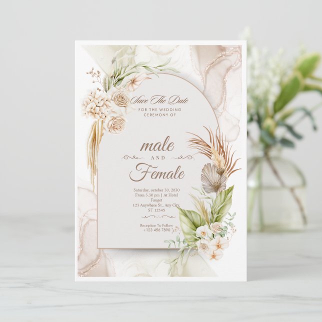 Elegant Floral Wedding Invitation | Customizable (Standing Front)