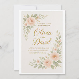"Elegant Floral Wedding Invitation   Customizable 