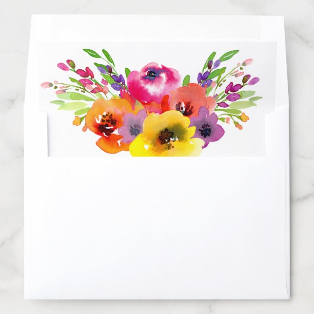 Elegant Floral Wedding Invitation Envelope Liner (In Envelope)