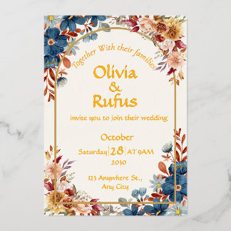 Elegant Floral Wedding Invitation Foil Invitation