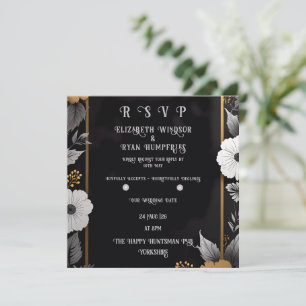 Elegant Floral Wedding Invitation Gold & Silver