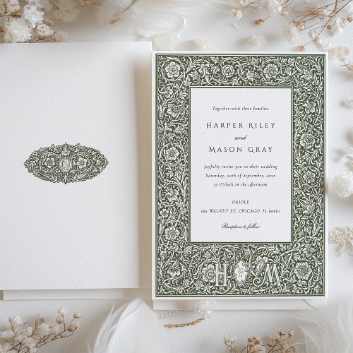 Elegant Floral Wedding Invitation in Earth Tones