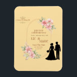 Elegant Floral Wedding Invitation  Magnet<br><div class="desc">Elegant Floral Wedding Invitation – Personalized Save the Date Template Celebrate love with timeless elegance. This customizable wedding invitation design features soft pink florals, a romantic couple silhouette, and luxurious typography – all set against a warm, creamy background. Perfect for announcing your big day with grace and class. Fully editable...</div>