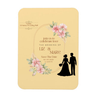 Elegant Floral Wedding Invitation  Magnet