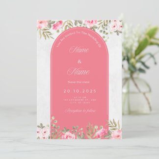Elegant floral wedding invitation_pink arch design invitation