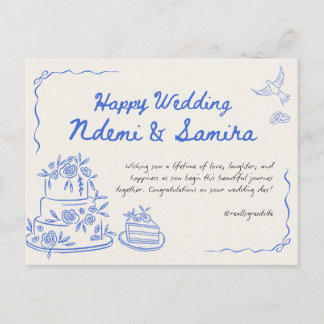 Elegant Floral Wedding Invitation Postcard