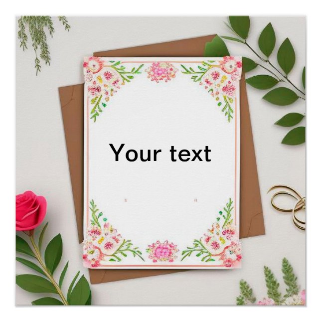 Elegant Floral wedding invitation Poster (Front)