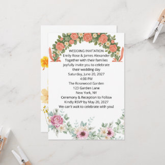 Elegant Floral Wedding Invitation, Romantic Botani
