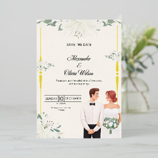 Elegant Floral Wedding Invitation | Save the Date Foil Invitation