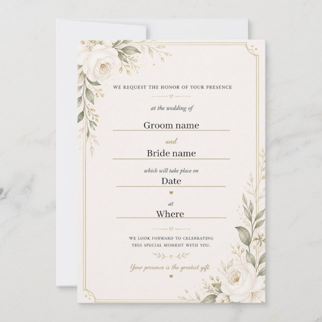 Elegant Floral Wedding Invitation Set (Front)