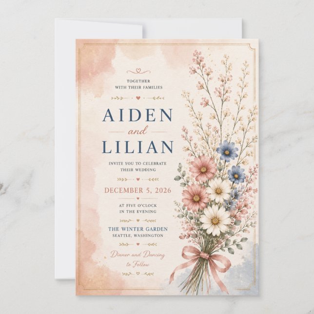 Elegant Floral Wedding Invitation Template (Front)