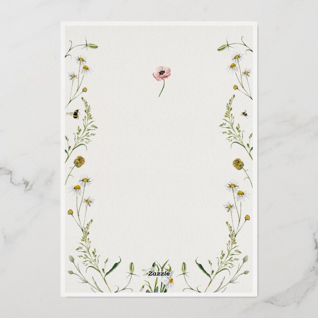 Elegant Floral Wedding Invitation Template (Back)