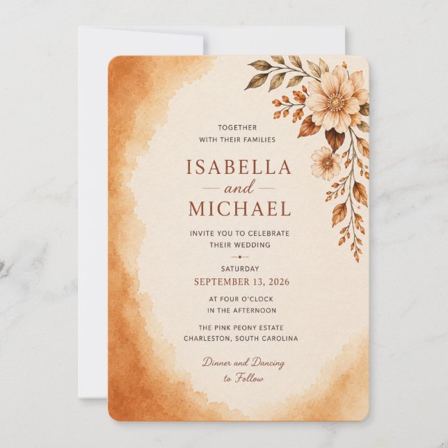 Elegant Floral Wedding Invitation Template (Front)