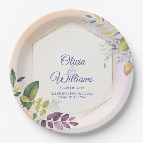 Elegant Floral Wedding Invitation Template Paper Plates