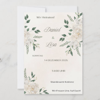 Elegant Floral Wedding Invitation - White