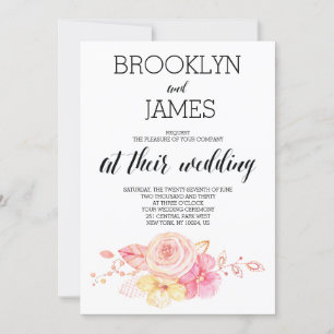 Elegant Floral Wedding Invite With Pearls And Lace