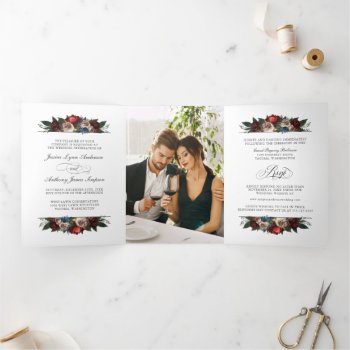 Elegant Floral Wedding Invite With Photo And Rsvp by Oasis_Landing at Zazzle