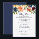 Elegant Floral Wedding Kissing Menu Game Card<br><div class="desc">This elegant floral wedding kissing menu game card is perfect for a modern wedding reception. The design features neatly hand-drawn bouquets of pink,  blush,  yellow,  burgundy,  red,  indigo flowers and green foliage,  inspiring natural beauty.</div>