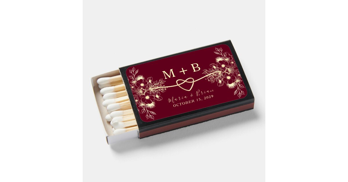 Elegant Floral Wedding Matchboxes | Zazzle