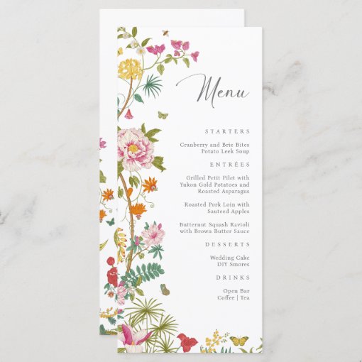 Elegant Floral Wedding Menu Zazzle
