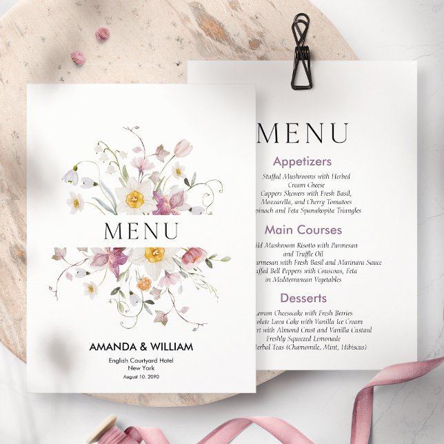 Elegant Floral Wedding Menu Invitation (Creator Uploaded)