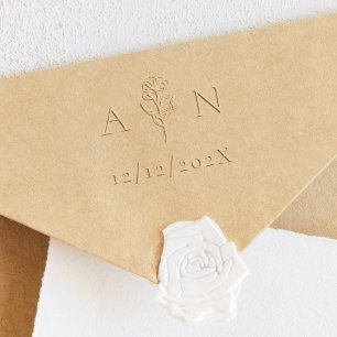 Elegant Floral Wedding Monogram & Date Embosser