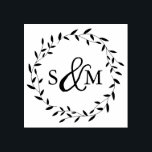 Elegant Floral Wedding Monogram Rubber Stamp<br><div class="desc">Elegant rubber stamp featuring simple circular leaves with modern typography for your monogram. Email me @ JMR_Designs@yahoo.com if you need assistance or have any special requests.</div>
