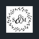 Elegant Floral Wedding Monogram Rubber Stamp<br><div class="desc">Elegant rubber stamp featuring simple circular leaves with modern typography for your monogram. Email me @ JMR_Designs@yahoo.com if you need assistance or have any special requests.</div>