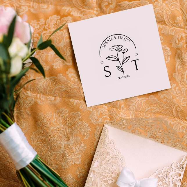 Elegant Floral Wedding Monogram  Rubber Stamp (Creator Uploaded)