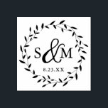 Elegant Floral Wedding Monogram Rubber Stamp<br><div class="desc">Elegant rubber stamp featuring simple circular leaves with modern typography for your monogram and date. Email me @ JMR_Designs@yahoo.com if you need assistance or have any special requests.</div>