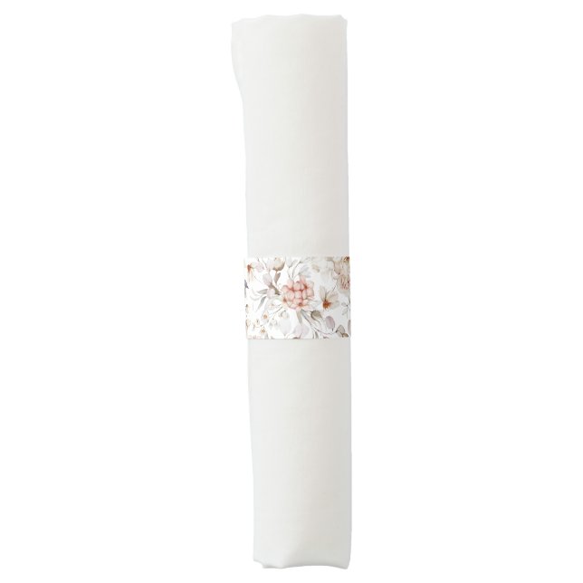 Elegant Floral Wedding Napkin Bands (Front)