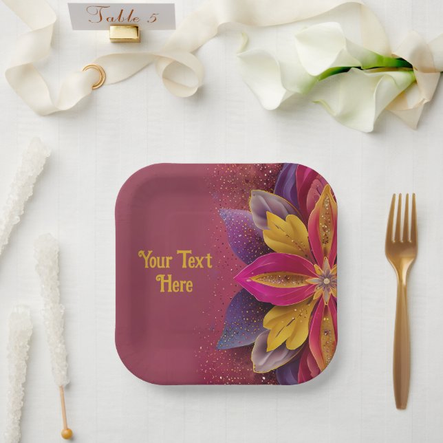 Elegant Floral Wedding  Paper Plates (Wedding)
