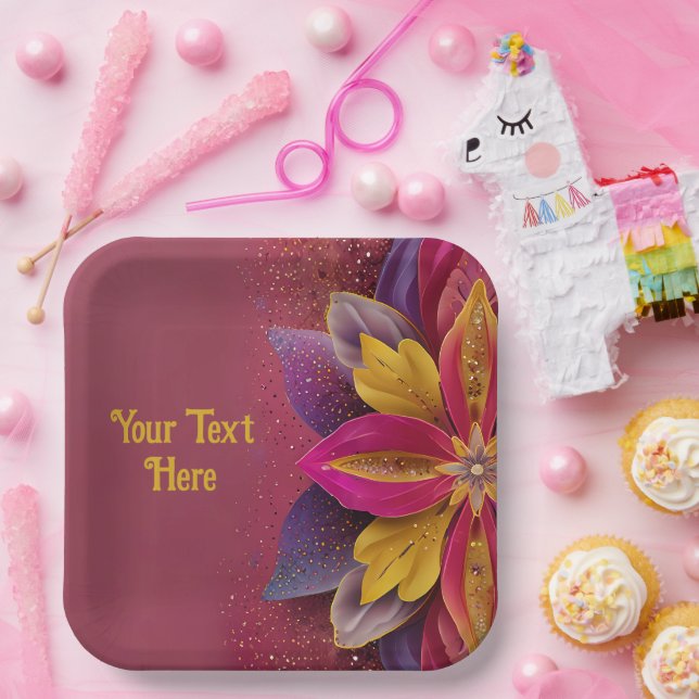 Elegant Floral Wedding  Paper Plates (Party)
