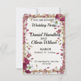 Elegant Floral Wedding Party Invitation