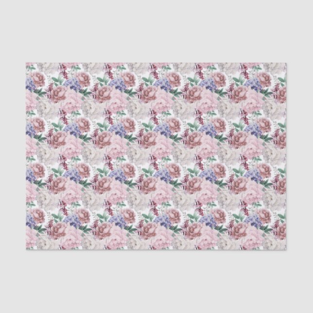 elegant floral wedding pattern tiled  tissue paper (Front)