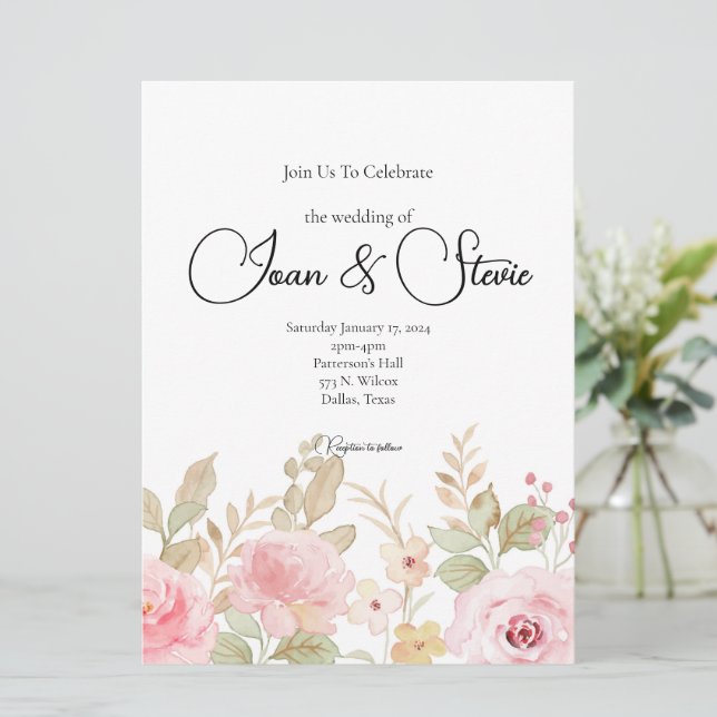 Elegant Floral Wedding Personalized  Invitation (Standing Front)