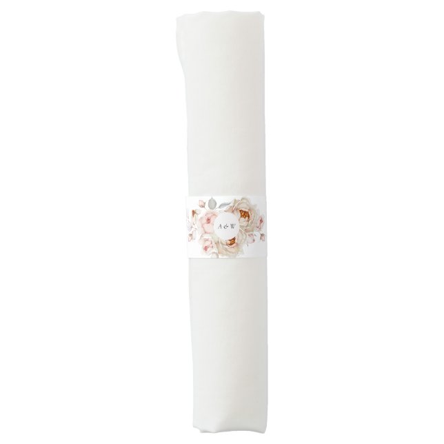 Elegant Floral Wedding Personalized  Napkin Bands (Front)