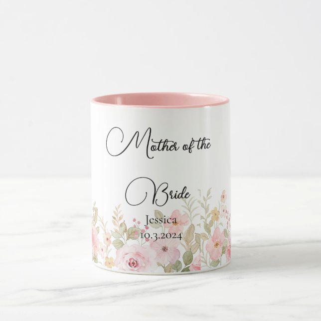 Elegant Floral Wedding Personalized Wedding Mug (Center)
