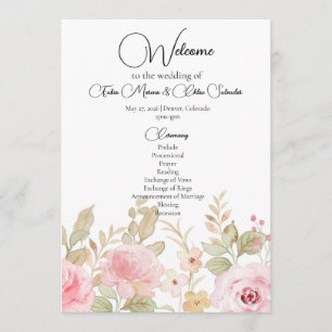 Elegant Floral Wedding Personalized Wedding Program