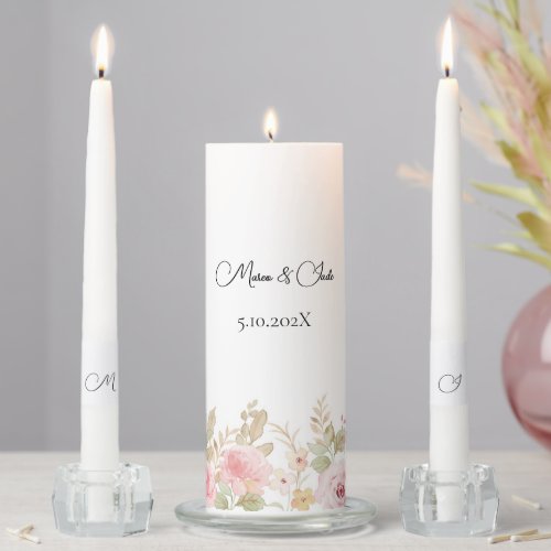 Elegant Floral Wedding Personalized Wedding Unity Candle Set